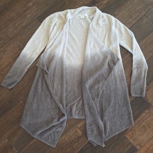 Barefoot Dreams Cream and Brown Open Cardigan